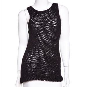 Vince sleeveless black open knit tank top